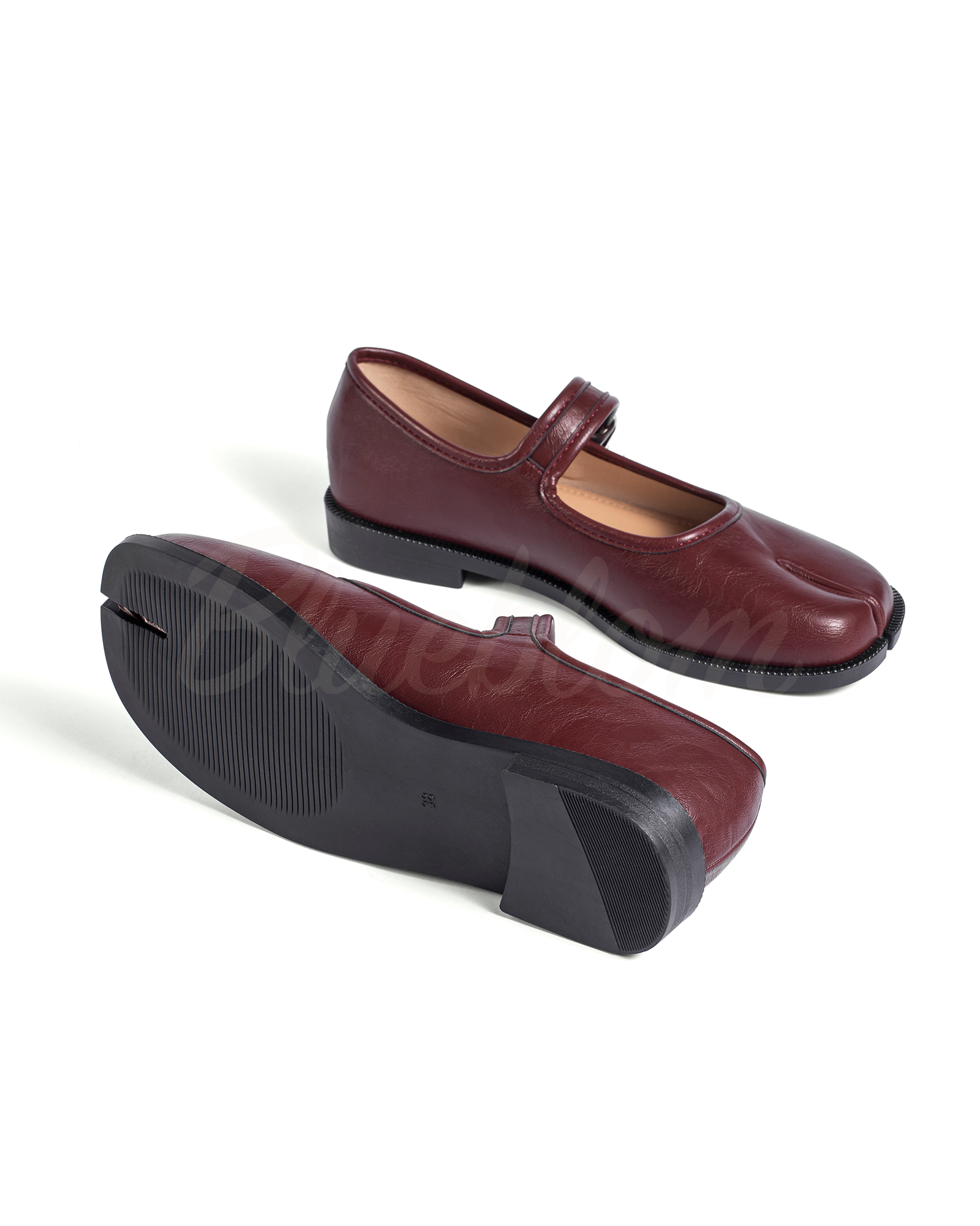 Red Adjustable Strap Tabi Mary Janes