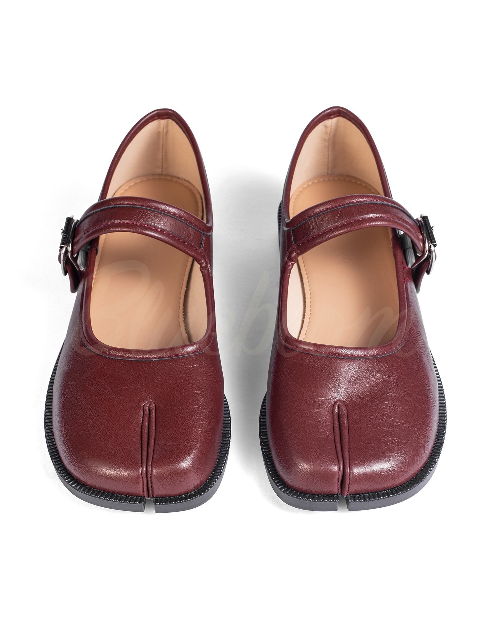 Red Adjustable Strap Tabi Mary Janes