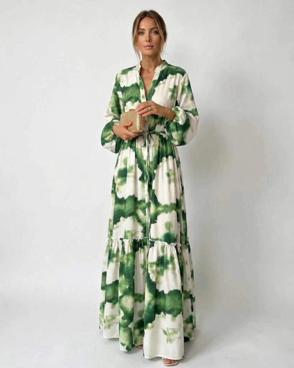 Flowy V-neck Design Maxi Boho Dress