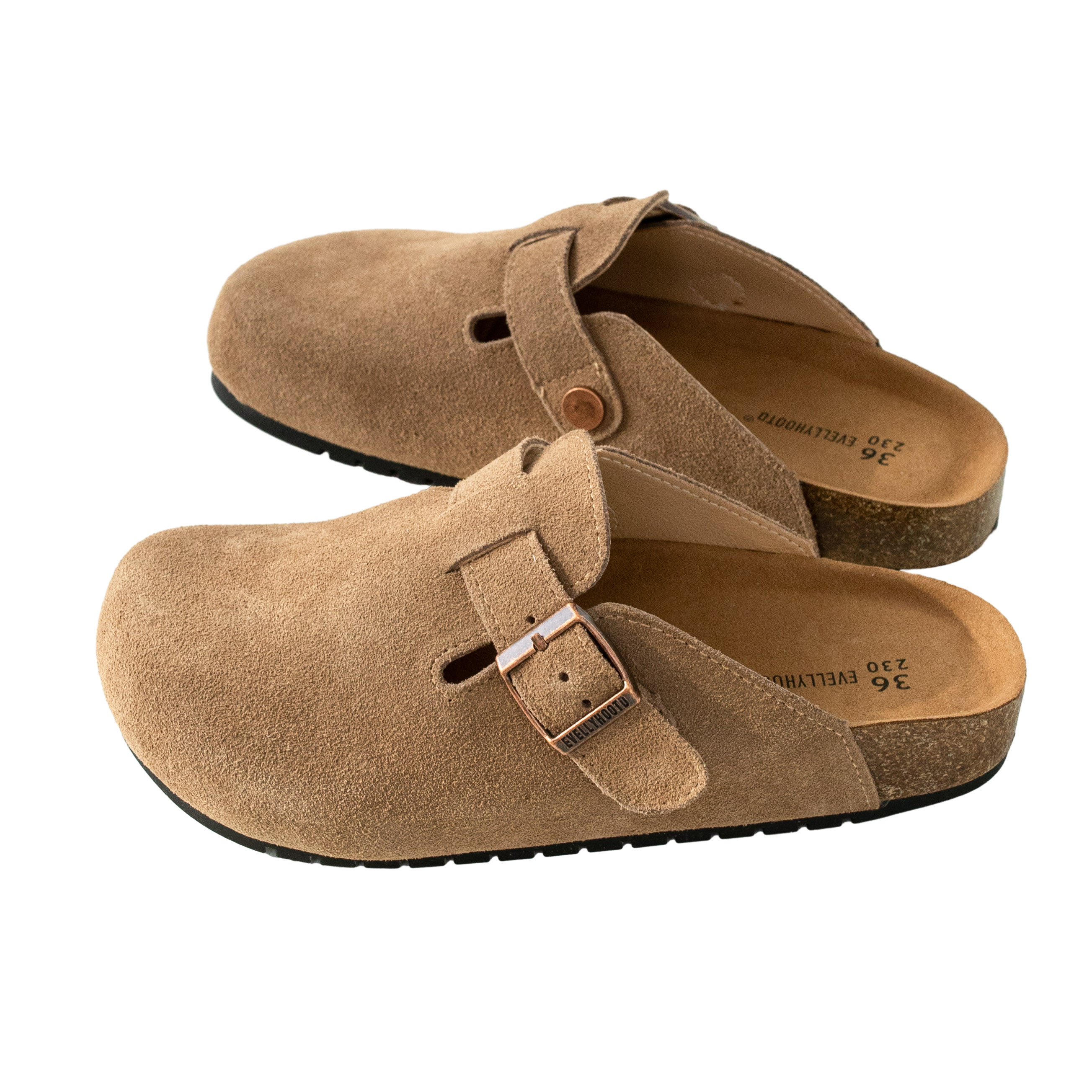 Closed Round Toe Suede Cork Clogs