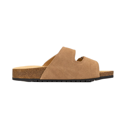 Open Toe Suede Dual Buckle Sandals