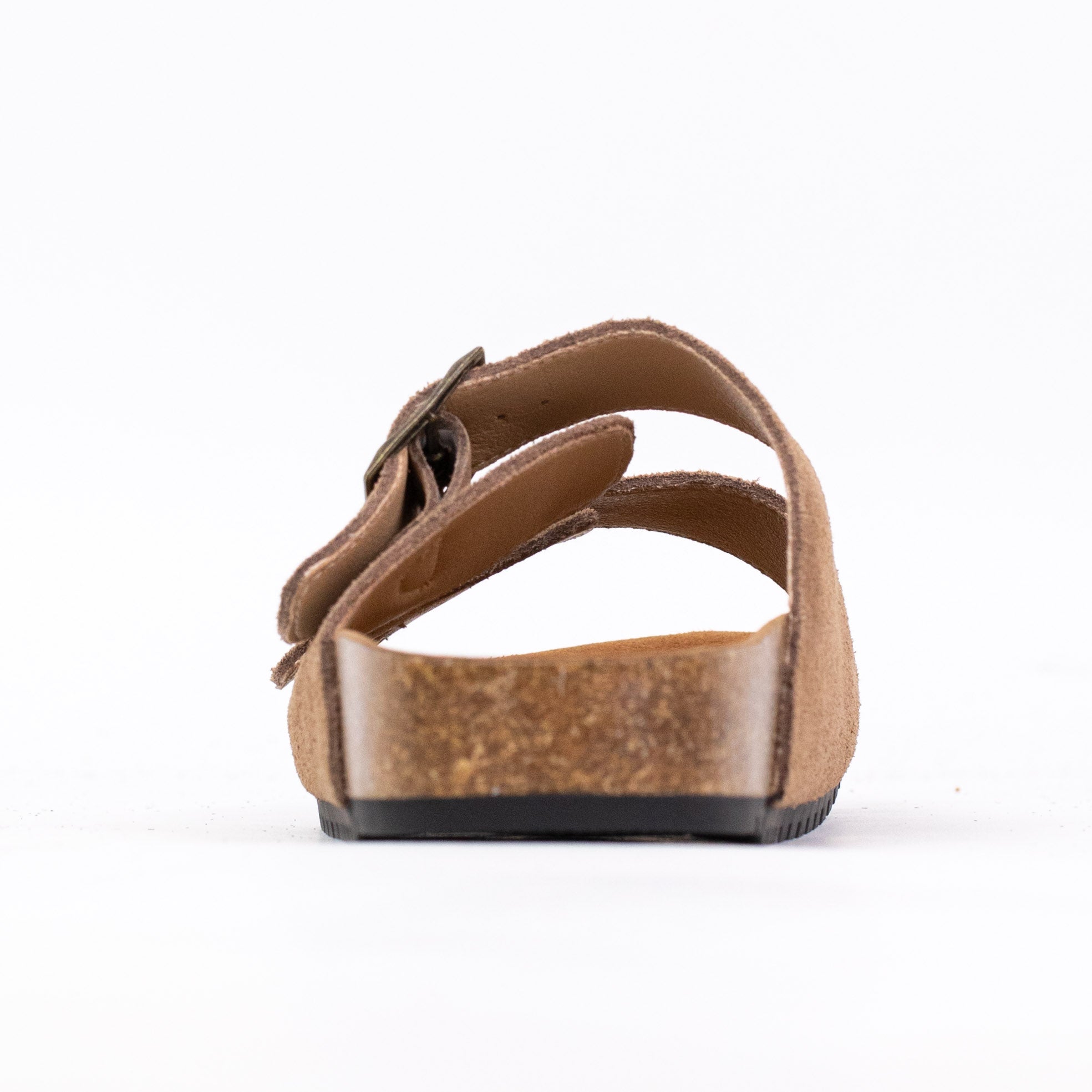 Open Toe Suede Dual Buckle Sandals