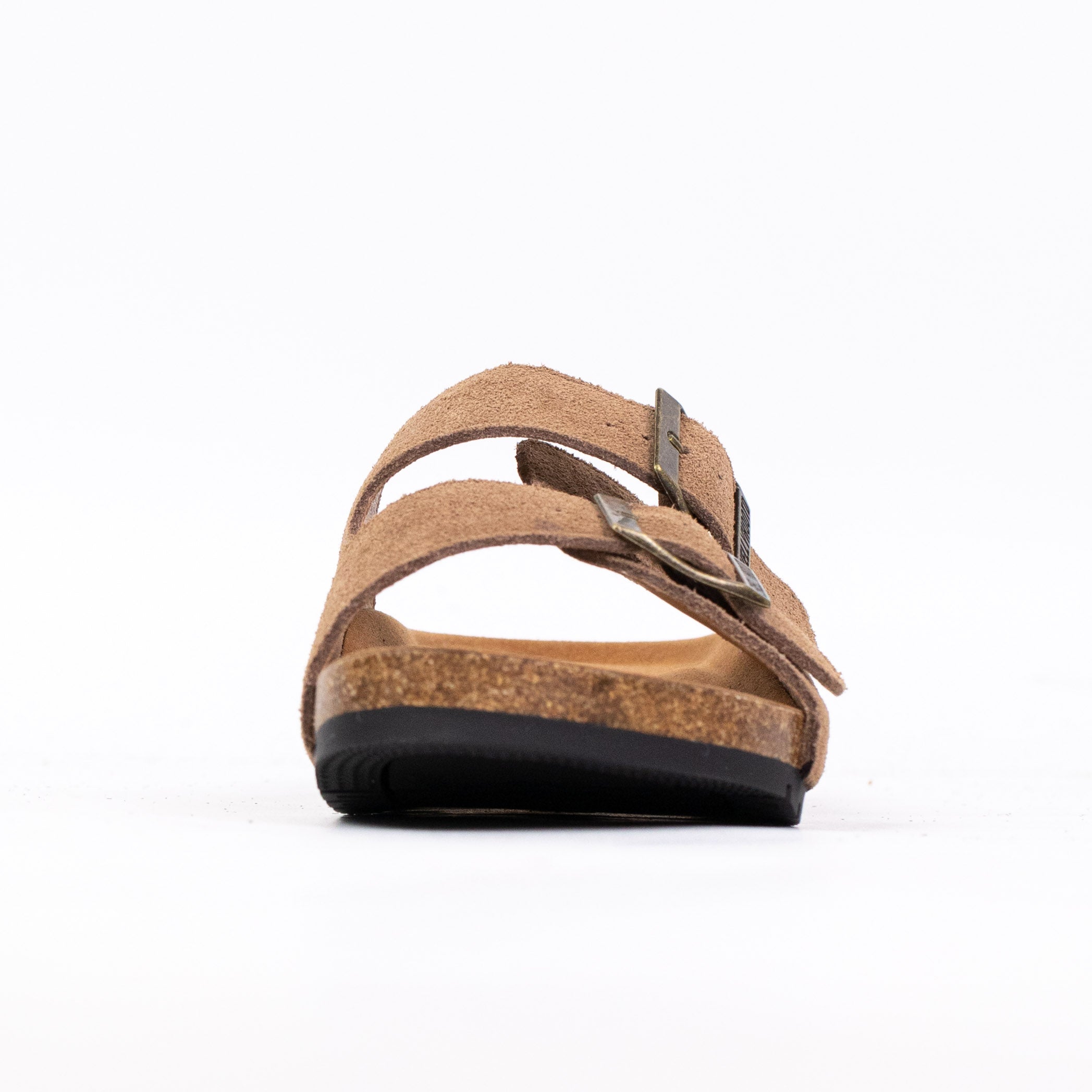 Open Toe Suede Dual Buckle Sandals