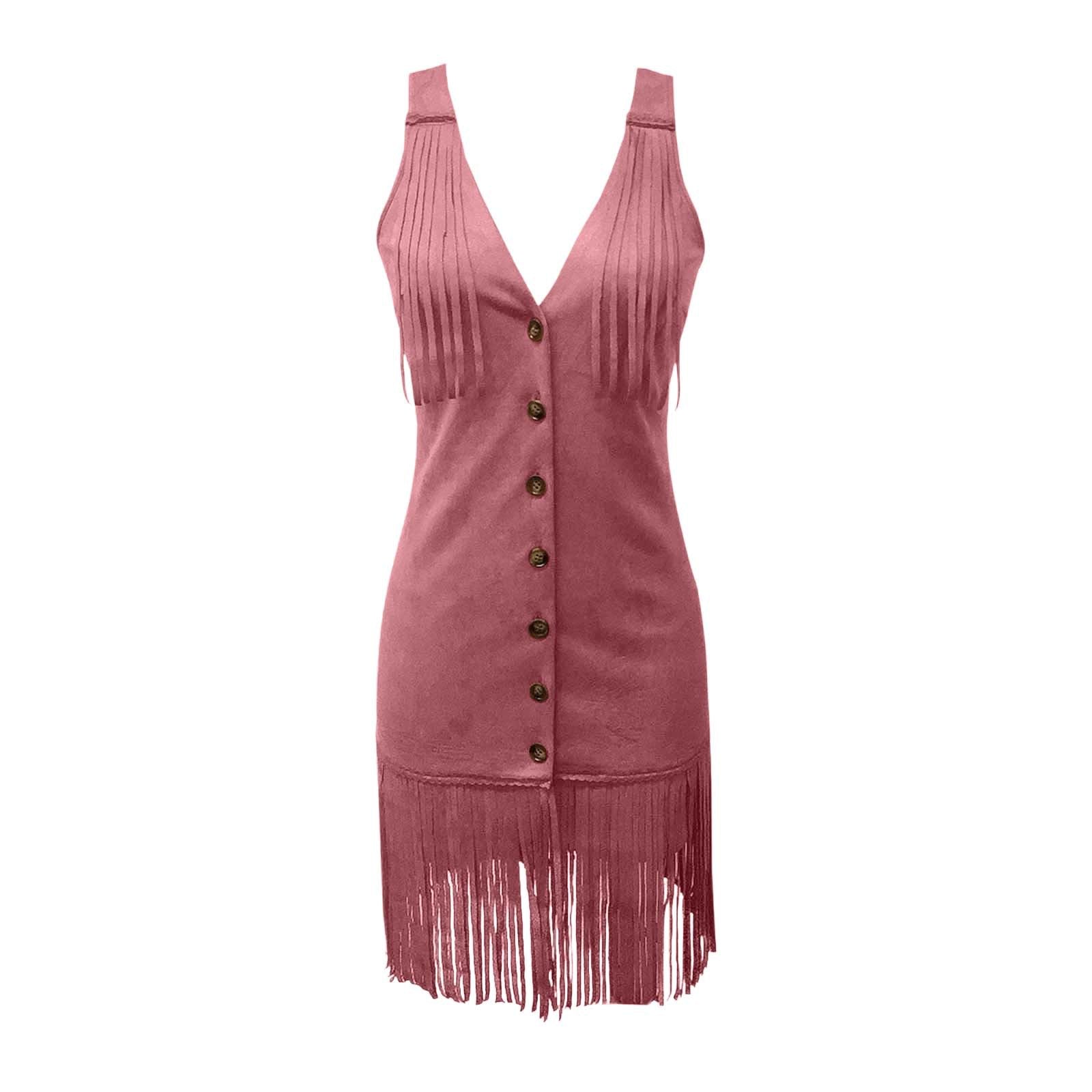 Suede Fringe Sleeveless Mini Western Dress