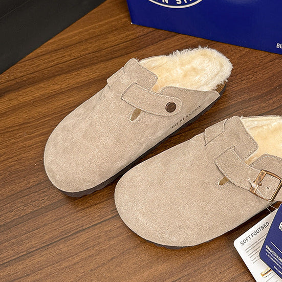 Boston Shearling Suede padded Leather Footbed Clogs