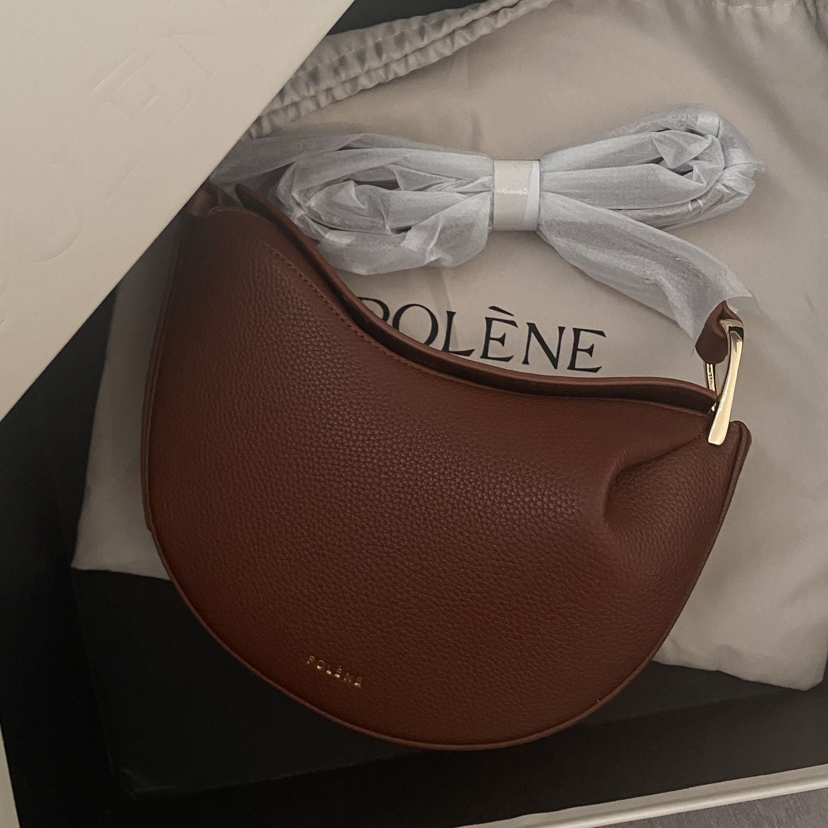 Pebbled Leather Crescent Crossbody Bag Polene Koala Sling Bag