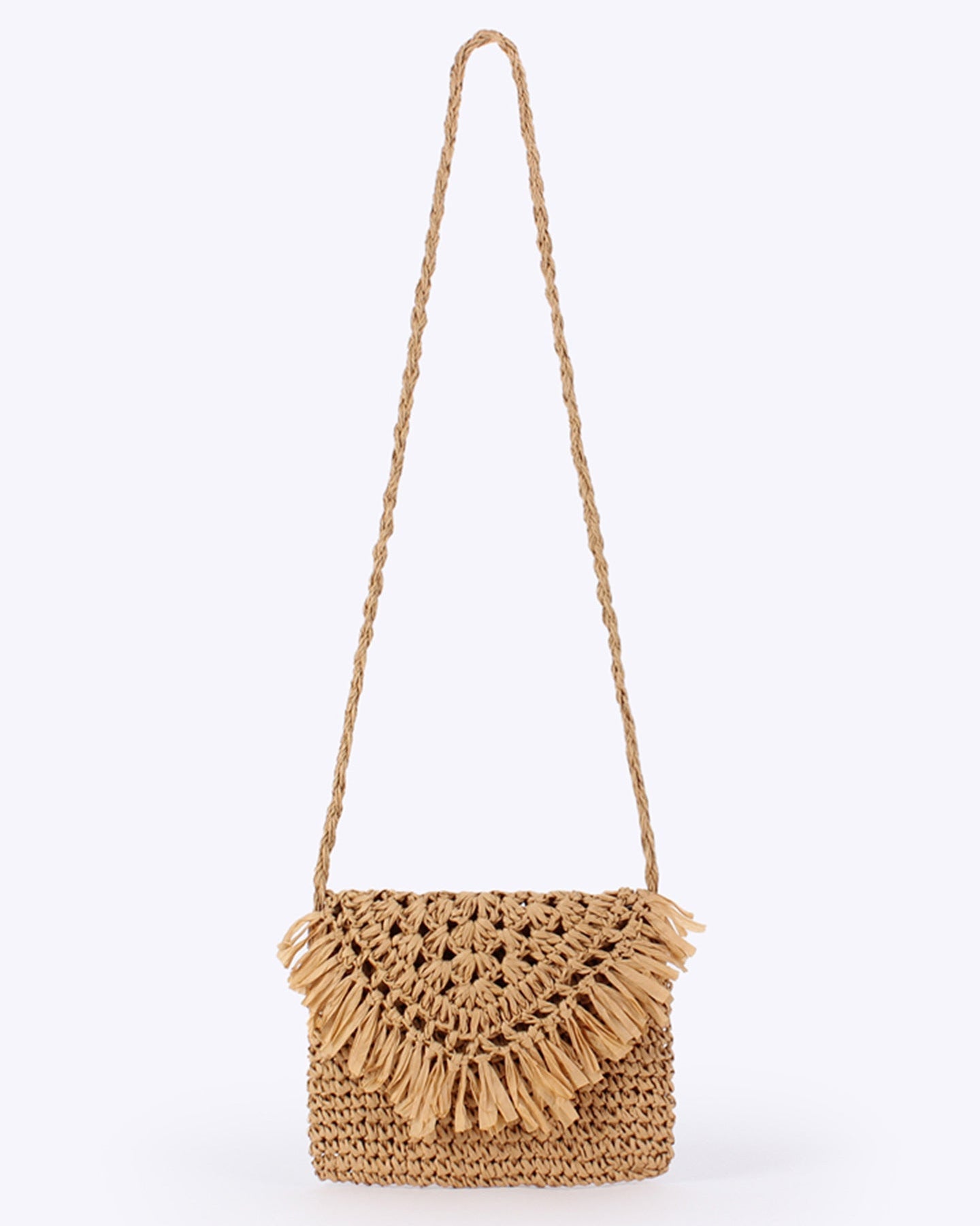 Fringe Flap Weave Beach Bag