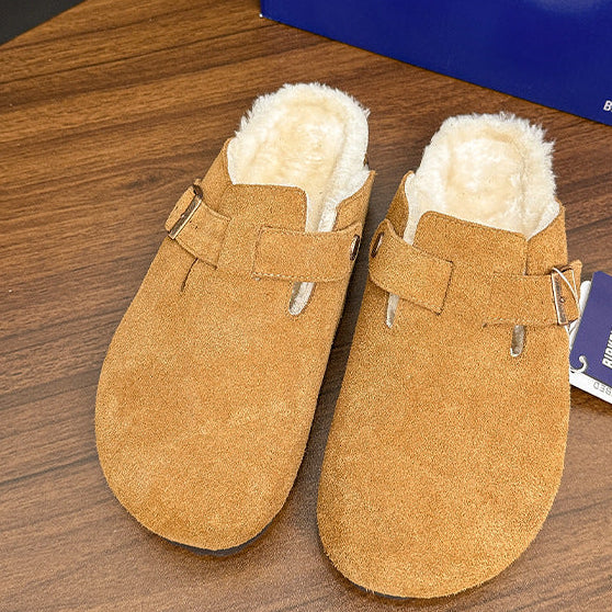 Boston Shearling Suede padded Leather Footbed Clogs
