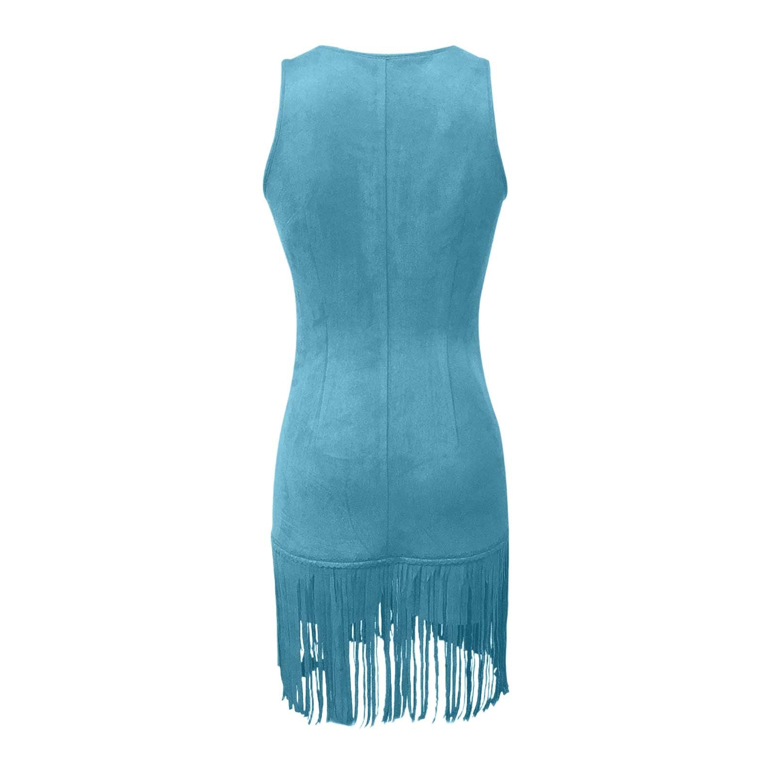 Suede Fringe Sleeveless Mini Western Dress