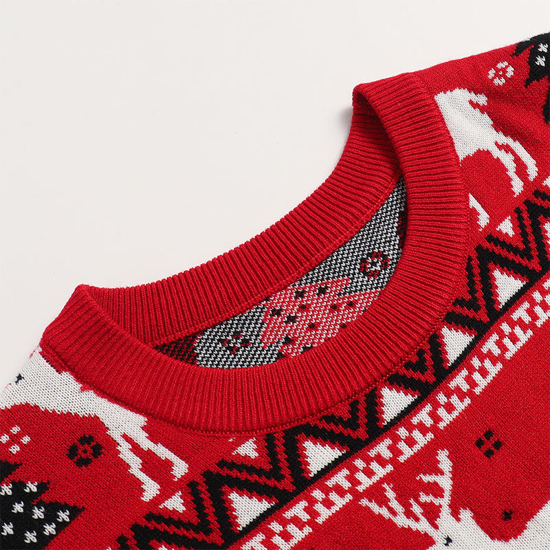 Red Reindeer & Tree Christmas Sweater