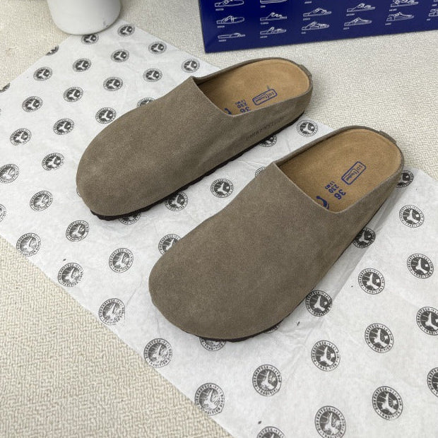 Suede Round Toe Slip Clogs