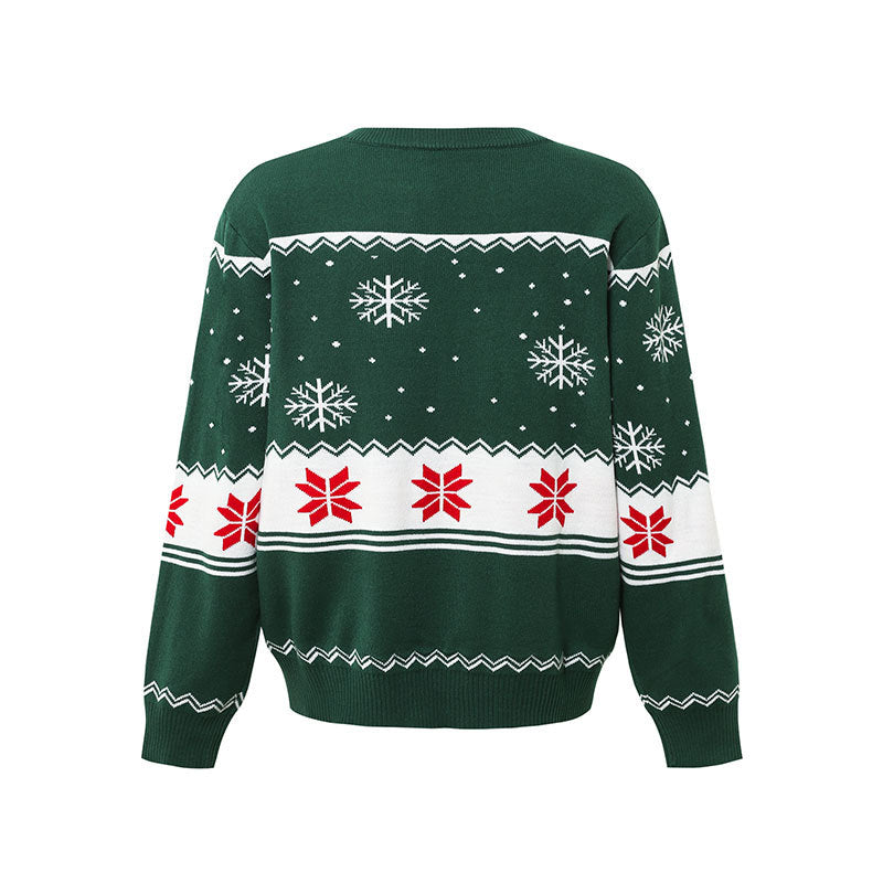 Reindeer-Print Christmas Sweater