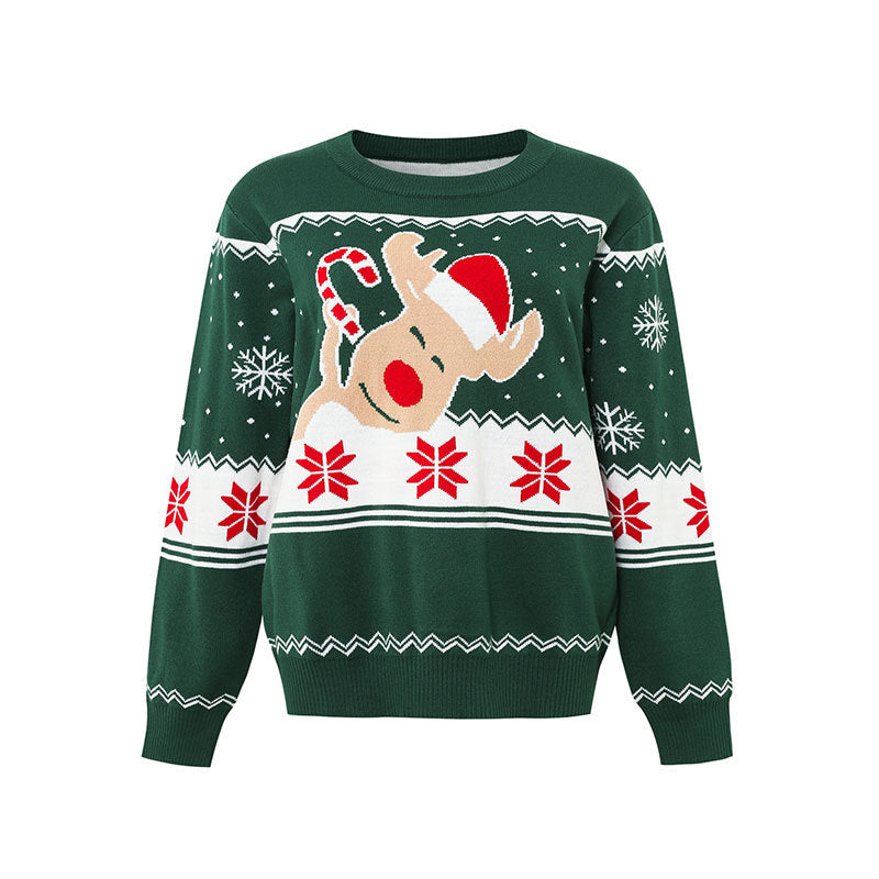 Reindeer-Print Christmas Sweater