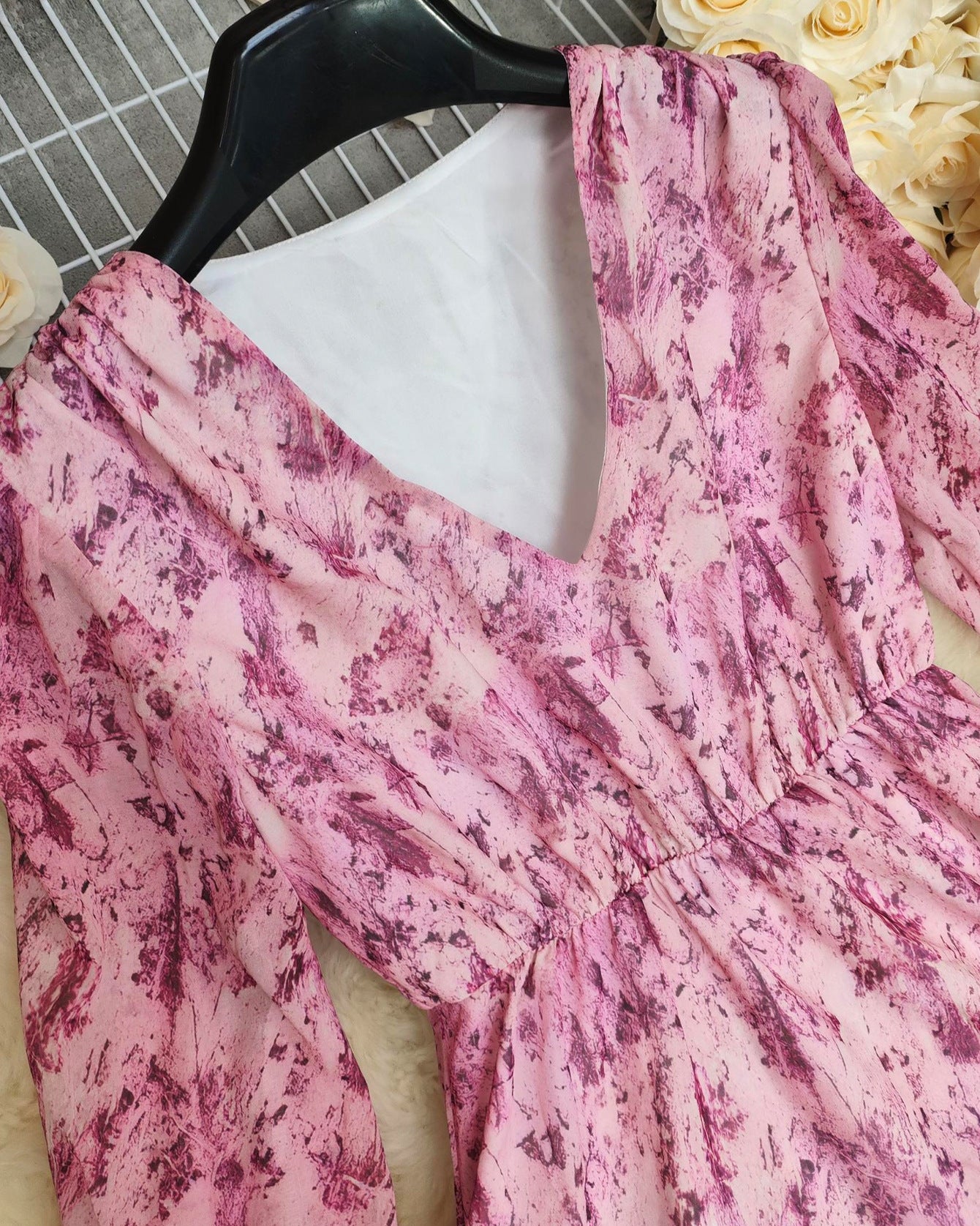 Boho Irregular Hem Printed Long Sleeve western Dress