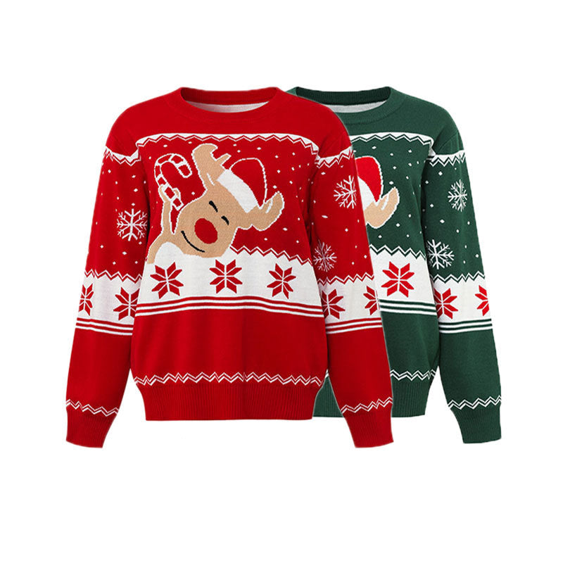 Reindeer-Print Christmas Sweater