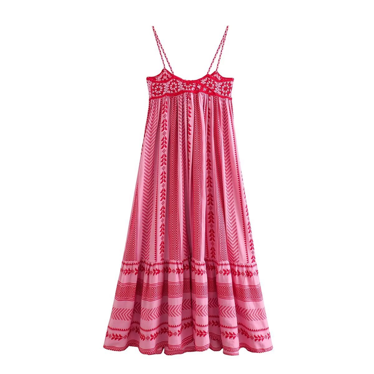 Spliced Crochet Strap Boho Dress western dress