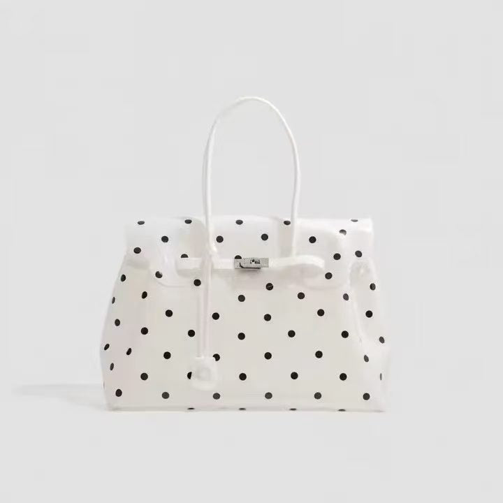 Black White Polka Dot TPU Jelly Tote Bag jellyfirkin bag