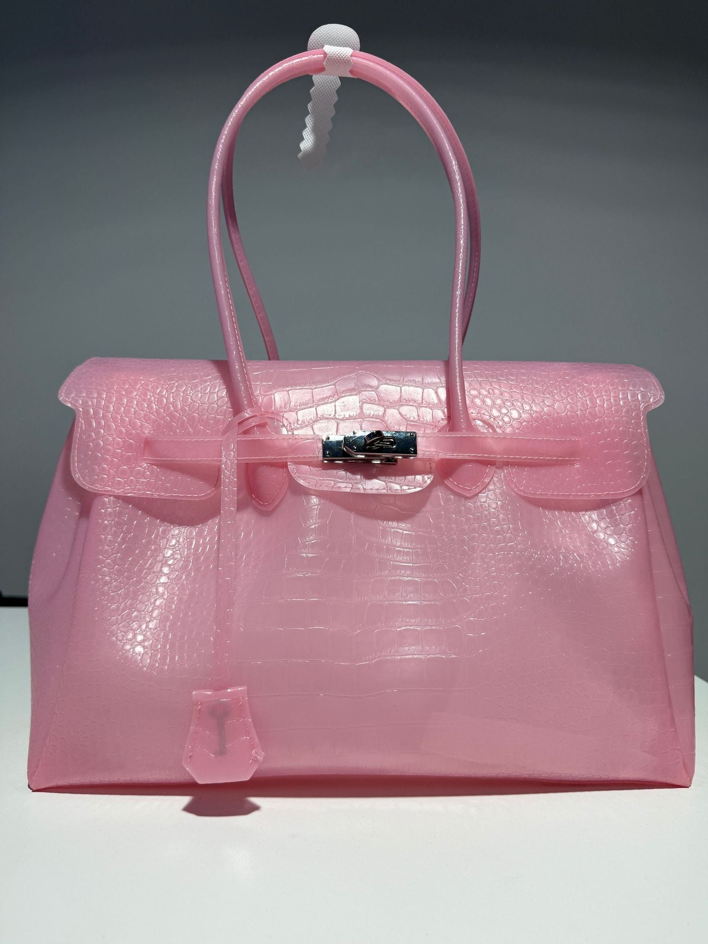 Croc Embossed TPU Jelly Bag Top Handle Handbag