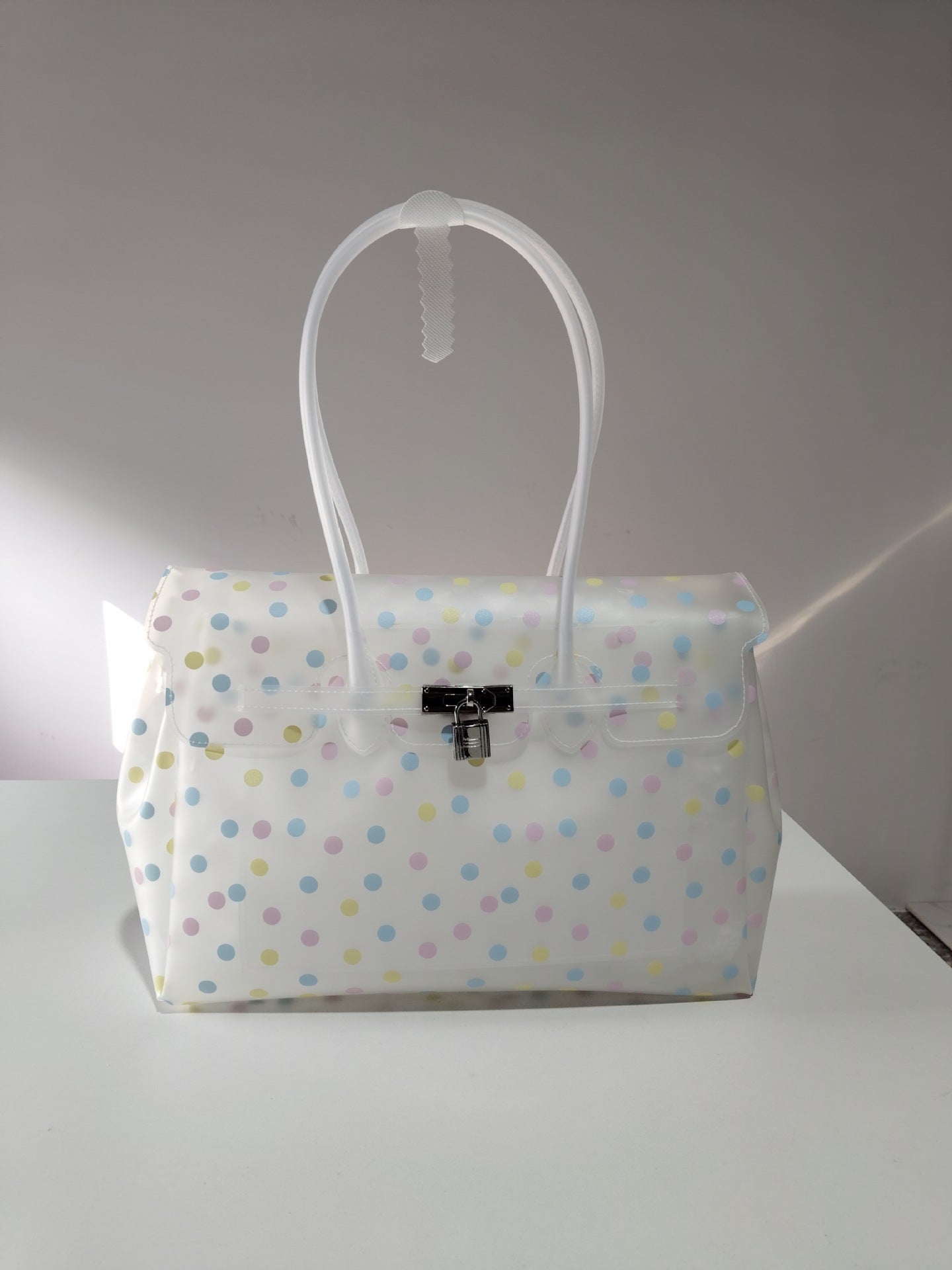 White Polka Dot TPU Jelly Tote Bag jellyfirkin bag