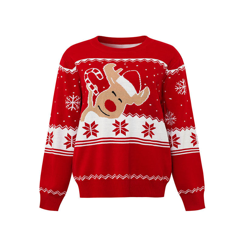 Reindeer-Print Christmas Sweater