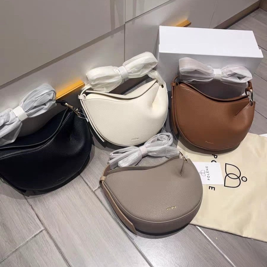 Pebbled Leather Crescent Crossbody Bag Polene Koala Sling Bag