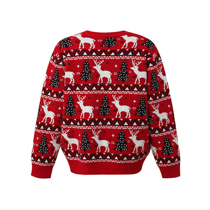 Red Reindeer & Tree Christmas Sweater
