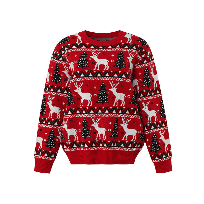 Red Reindeer & Tree Christmas Sweater