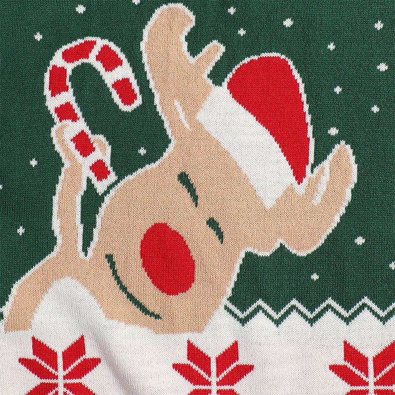 Reindeer-Print Christmas Sweater