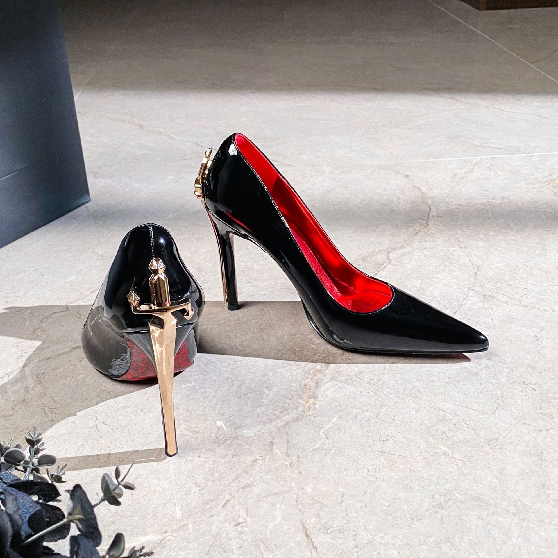 Sword Detail Patterned Sole Bottom Heel Prom Shoes