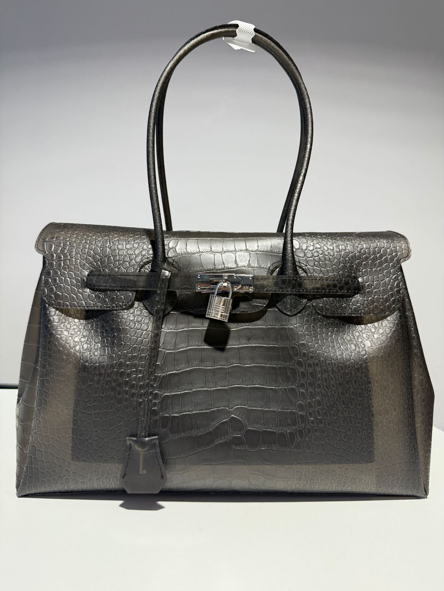 Croc Embossed TPU Jelly Bag Top Handle Handbag