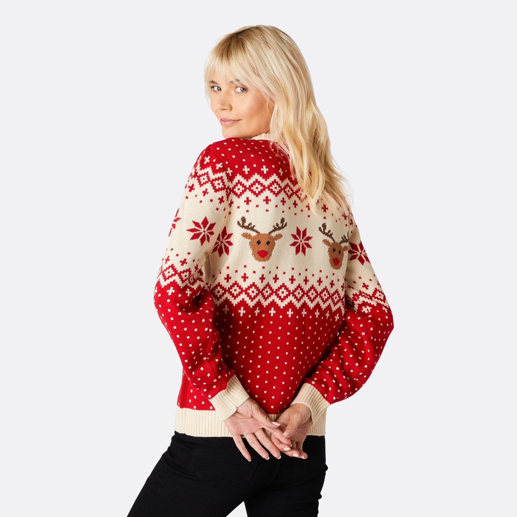 Festive Reindeer Red Christmas Sweater