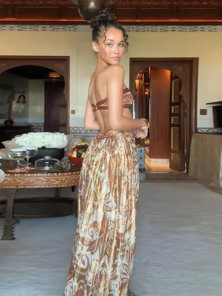 Chic Long Strapless Boho Dress