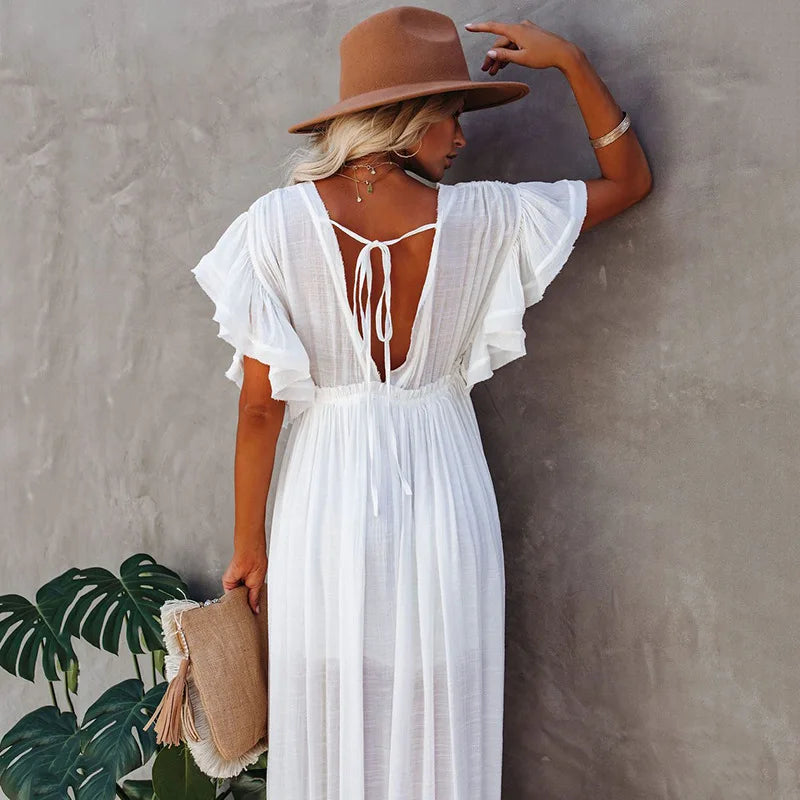 Long White Hippie Boho Dress