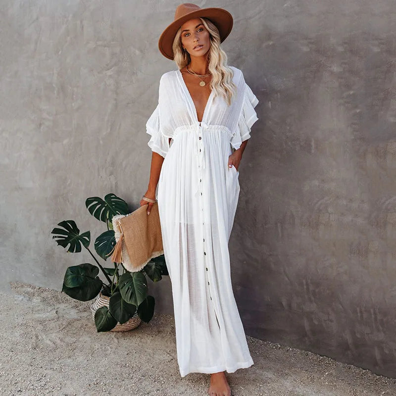 Long White Hippie Boho Dress