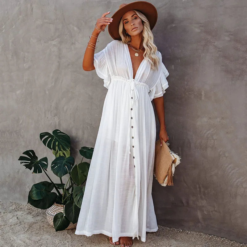 Long White Hippie Boho Dress