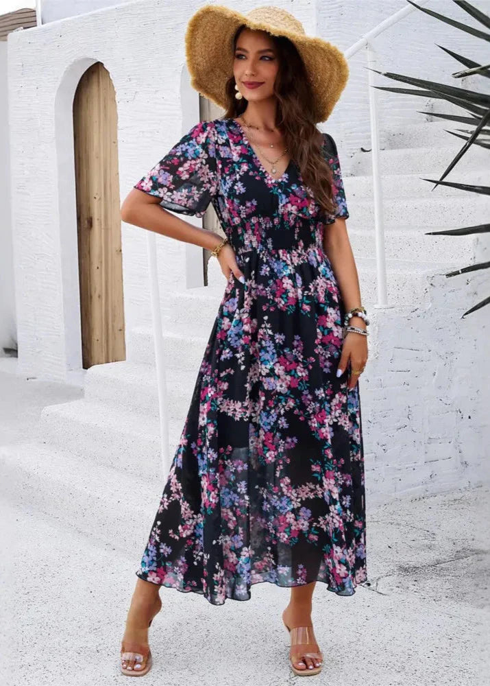 Black chiffon Boho dress