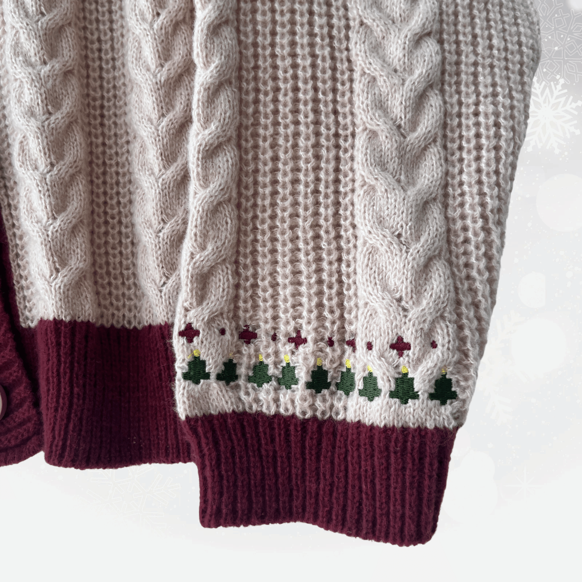 Maroon Christmas Tree Farm Cardigan - Xmas Special Edition