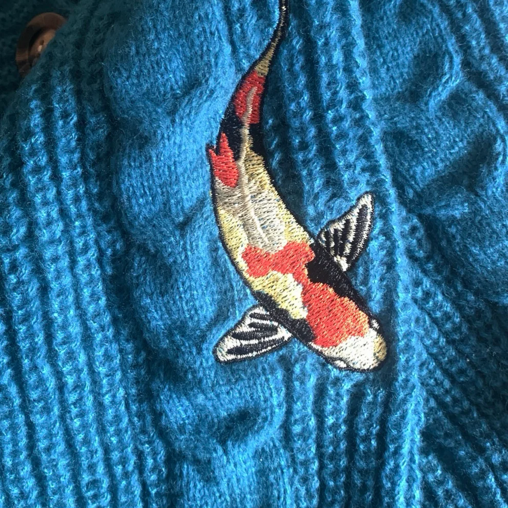 Koi Fish Embroidered Cardigan Sweater