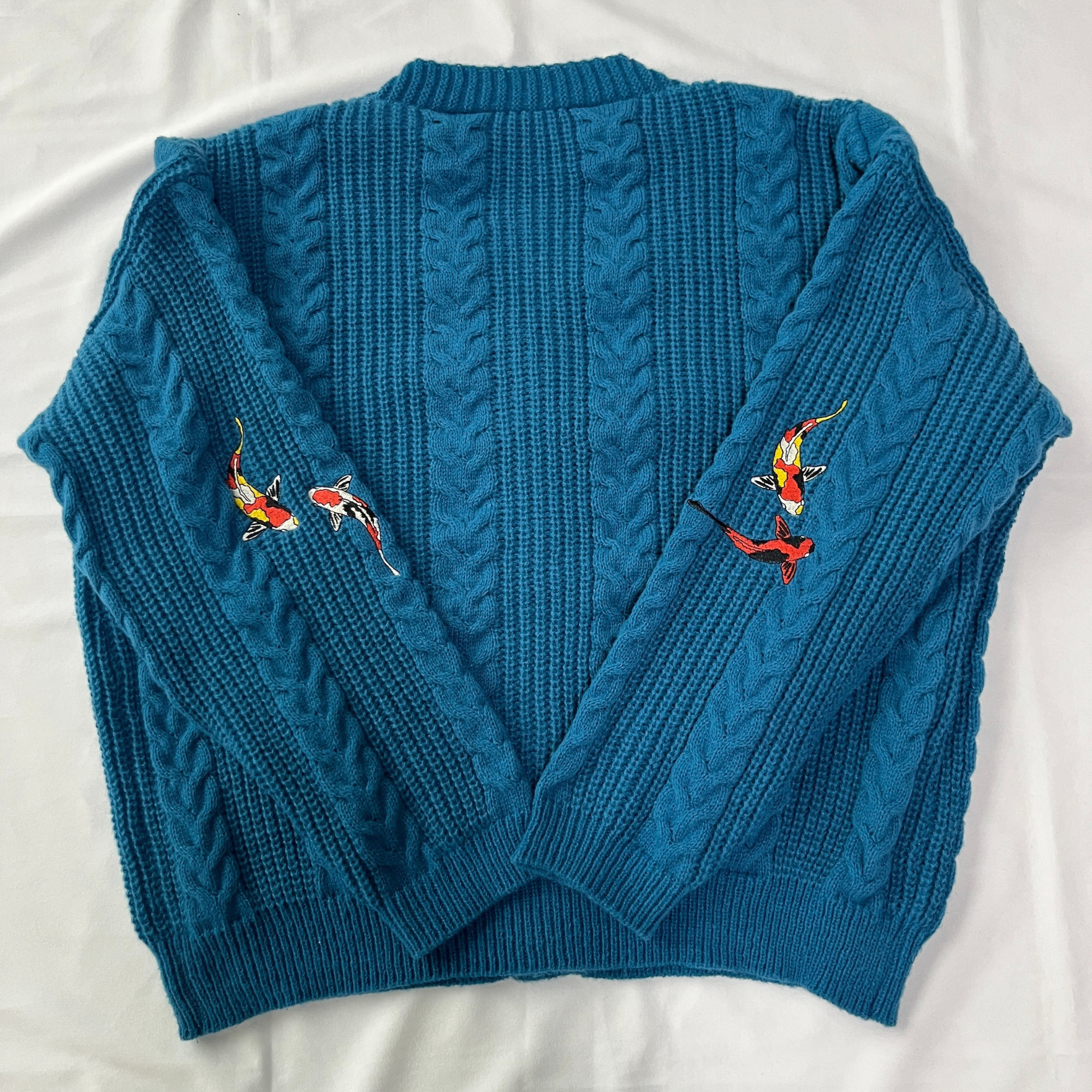 Koi Fish Embroidered Cardigan Sweater