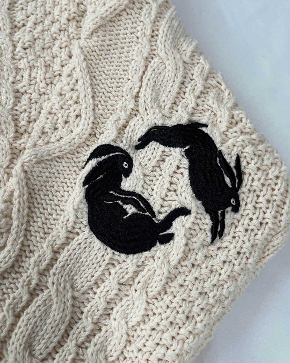 Bunny Knit Embroidered Cardigan, Knitted Sweater