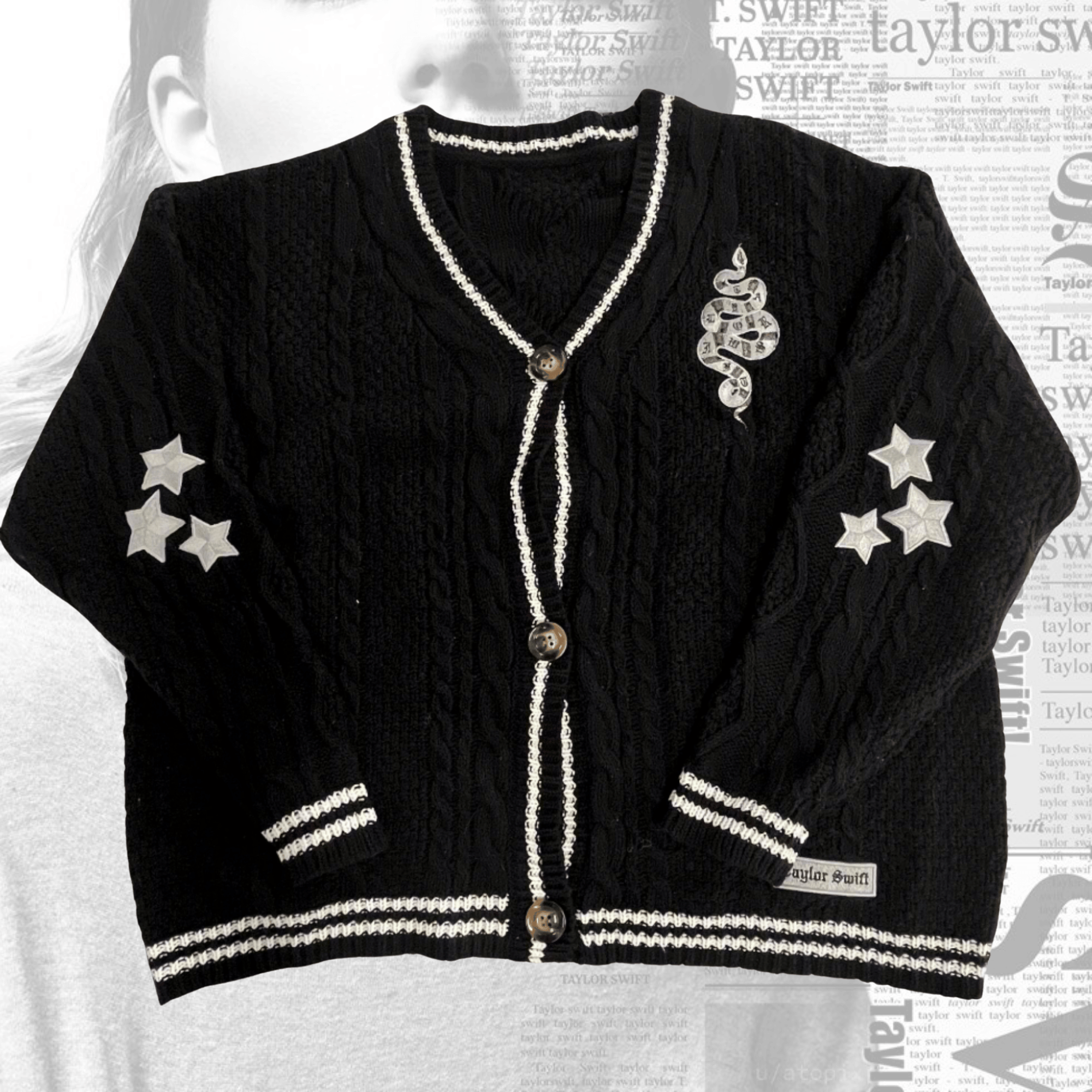 Black Reputation Snake Cardigan Embroidered, Eras Tour Outfit
