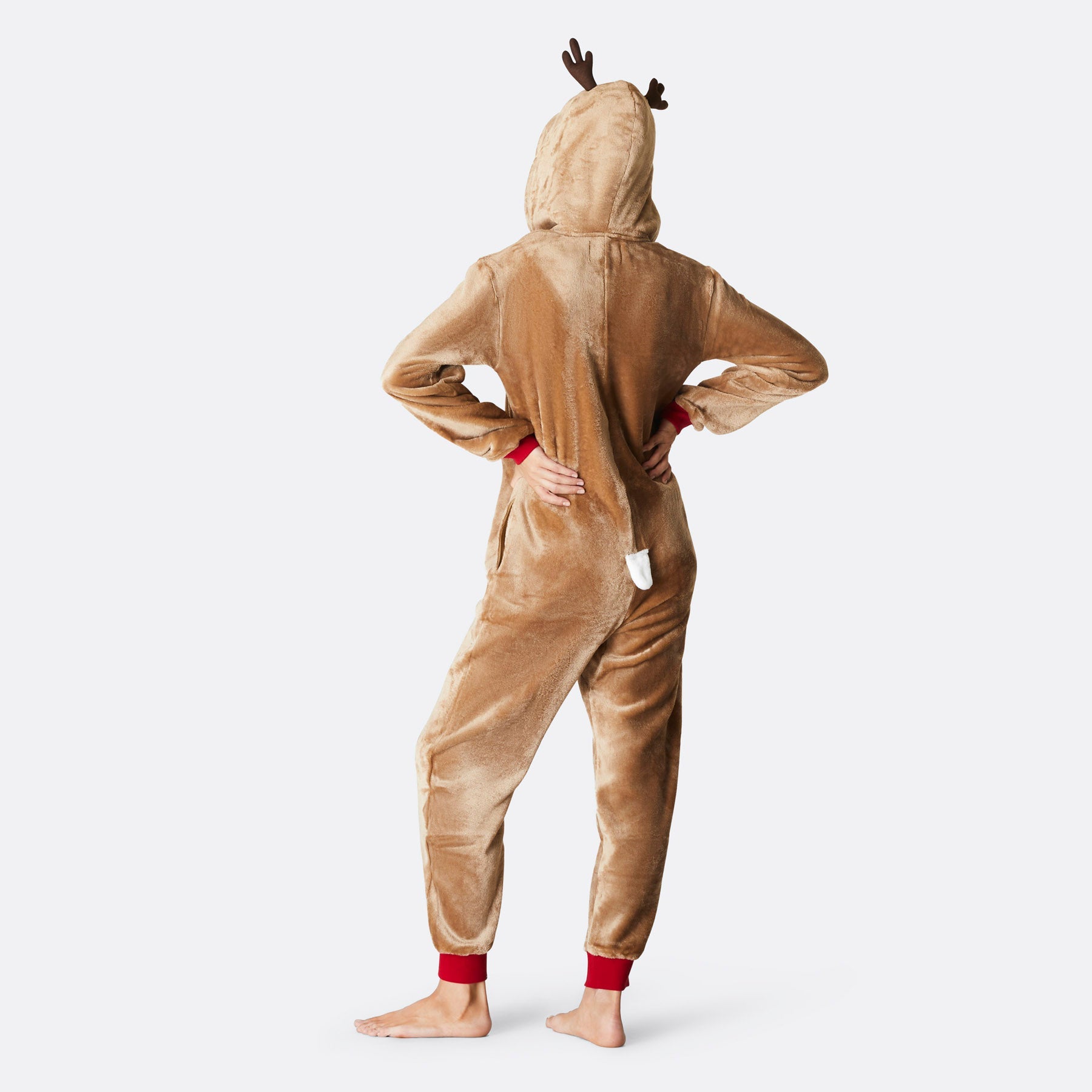 Brown Reindeer Christmas Onesie Pajama Set