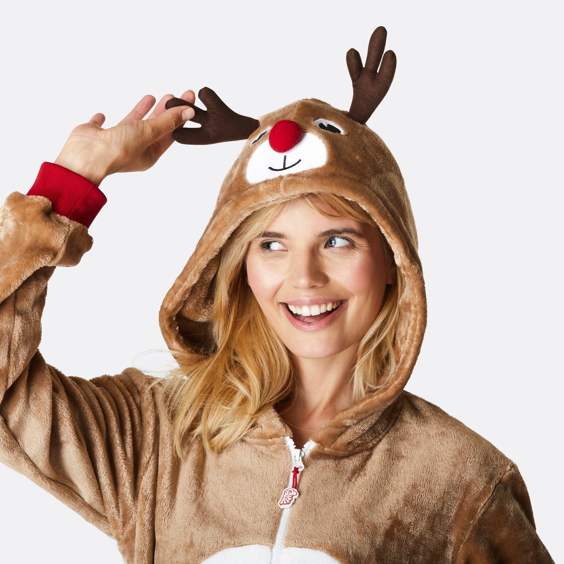 Brown Reindeer Christmas Onesie Pajama Set