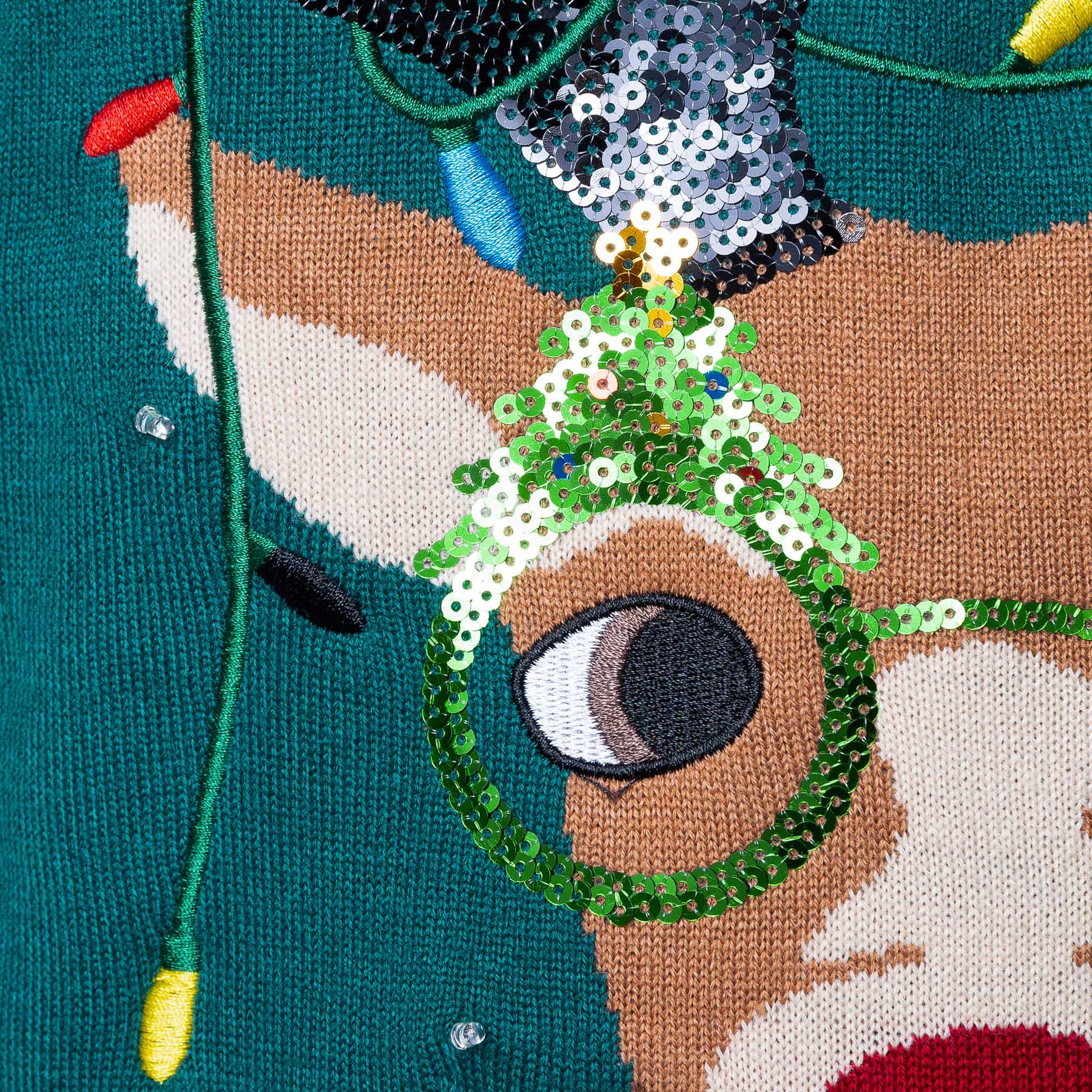 Reindeer Rudolf Green Christmas Sweater