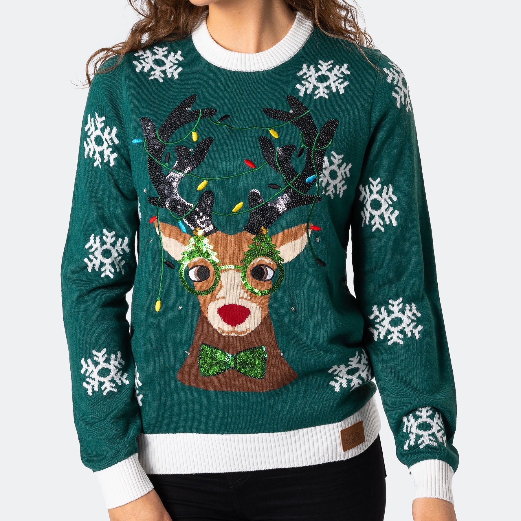 Reindeer Rudolf Green Christmas Sweater