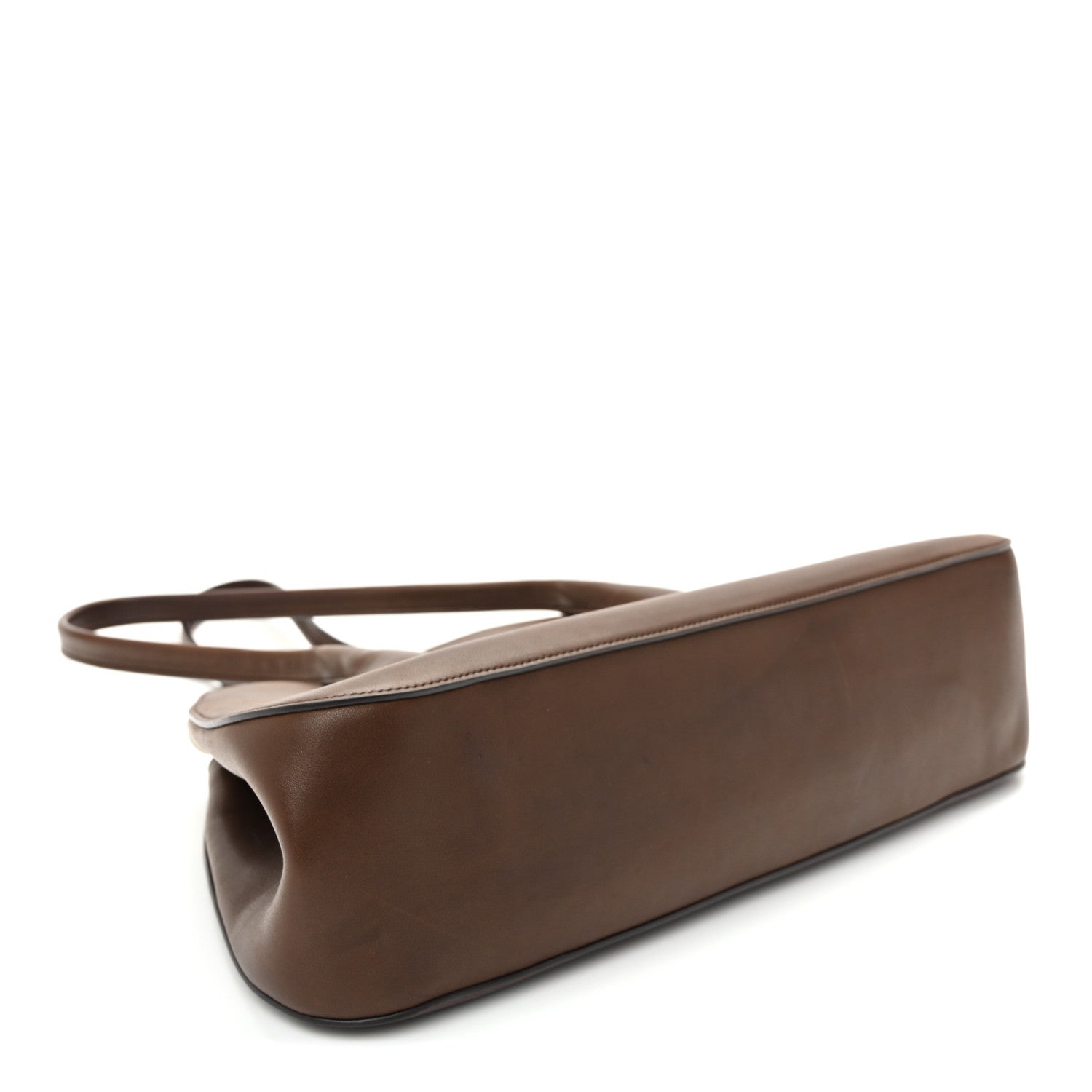 Polished Saddle Calfskin Alger Leather Shoulder Bag Deep Brown