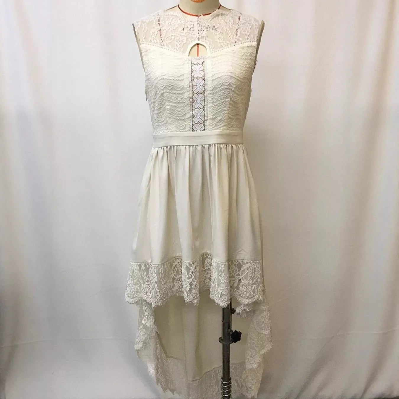 Lace Trim High-Low Sleeveless Boho Dress