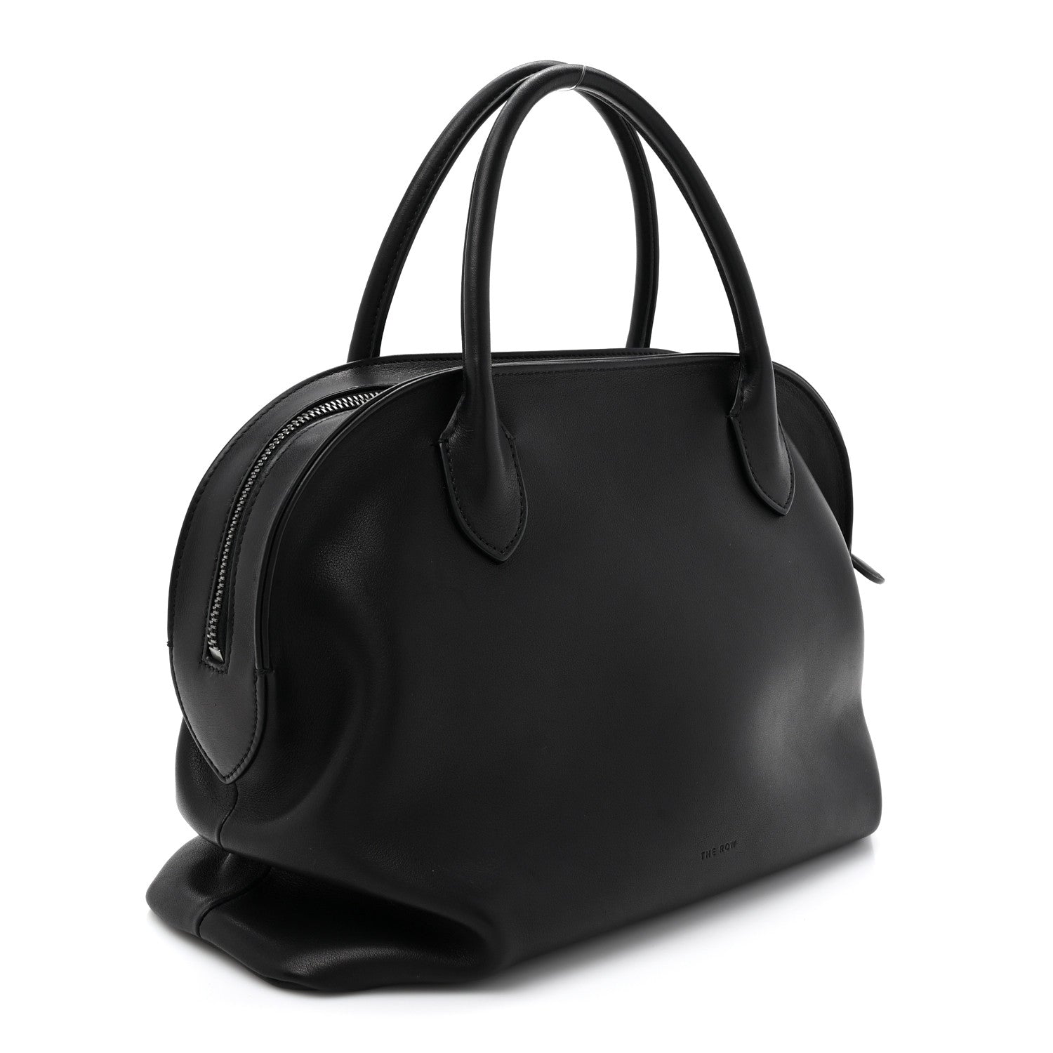 Polished Saddle Calfskin Agnes Leather Bag Black