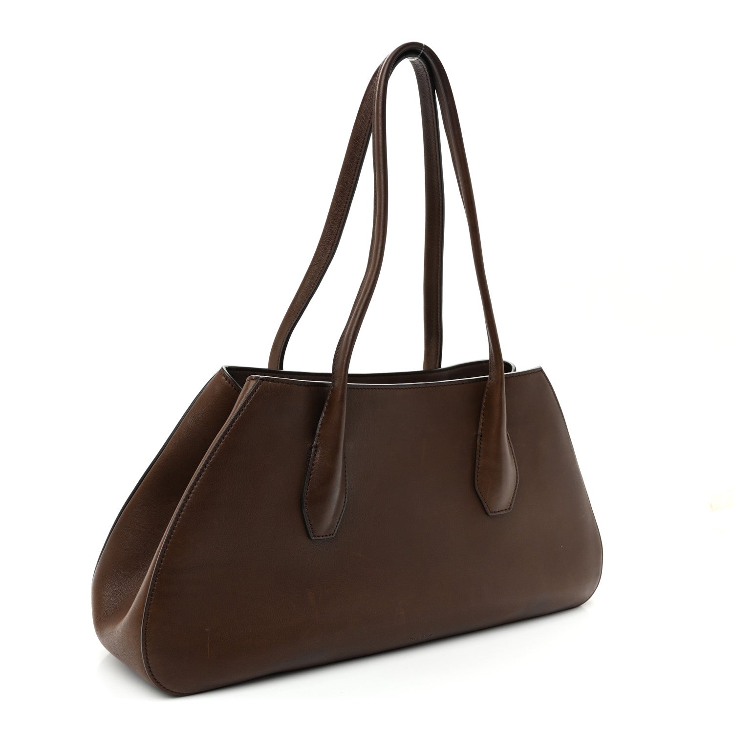 Polished Saddle Calfskin Alger Leather Shoulder Bag Deep Brown