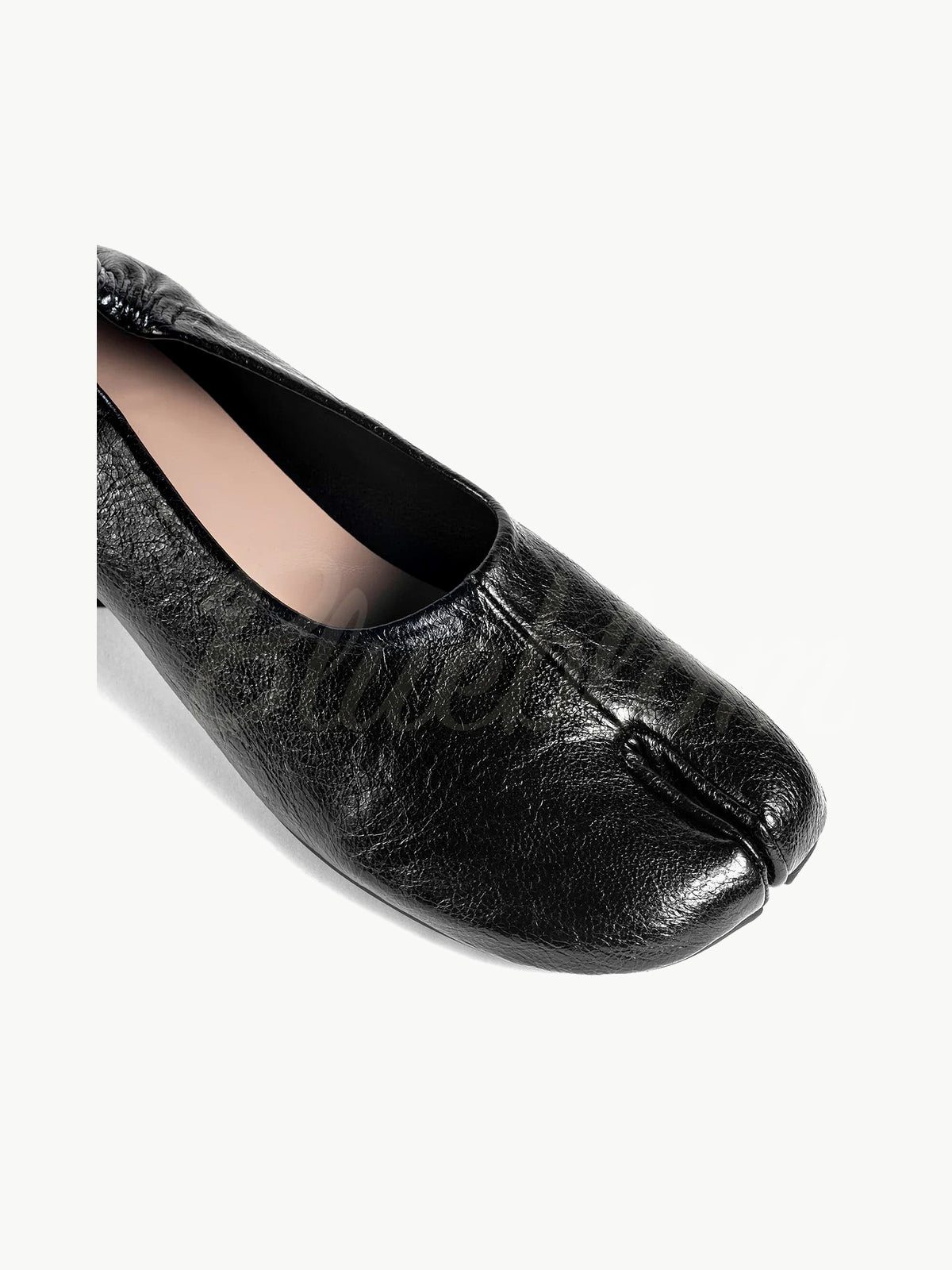 Black Thick Heeled Pleated Tabi Shoes